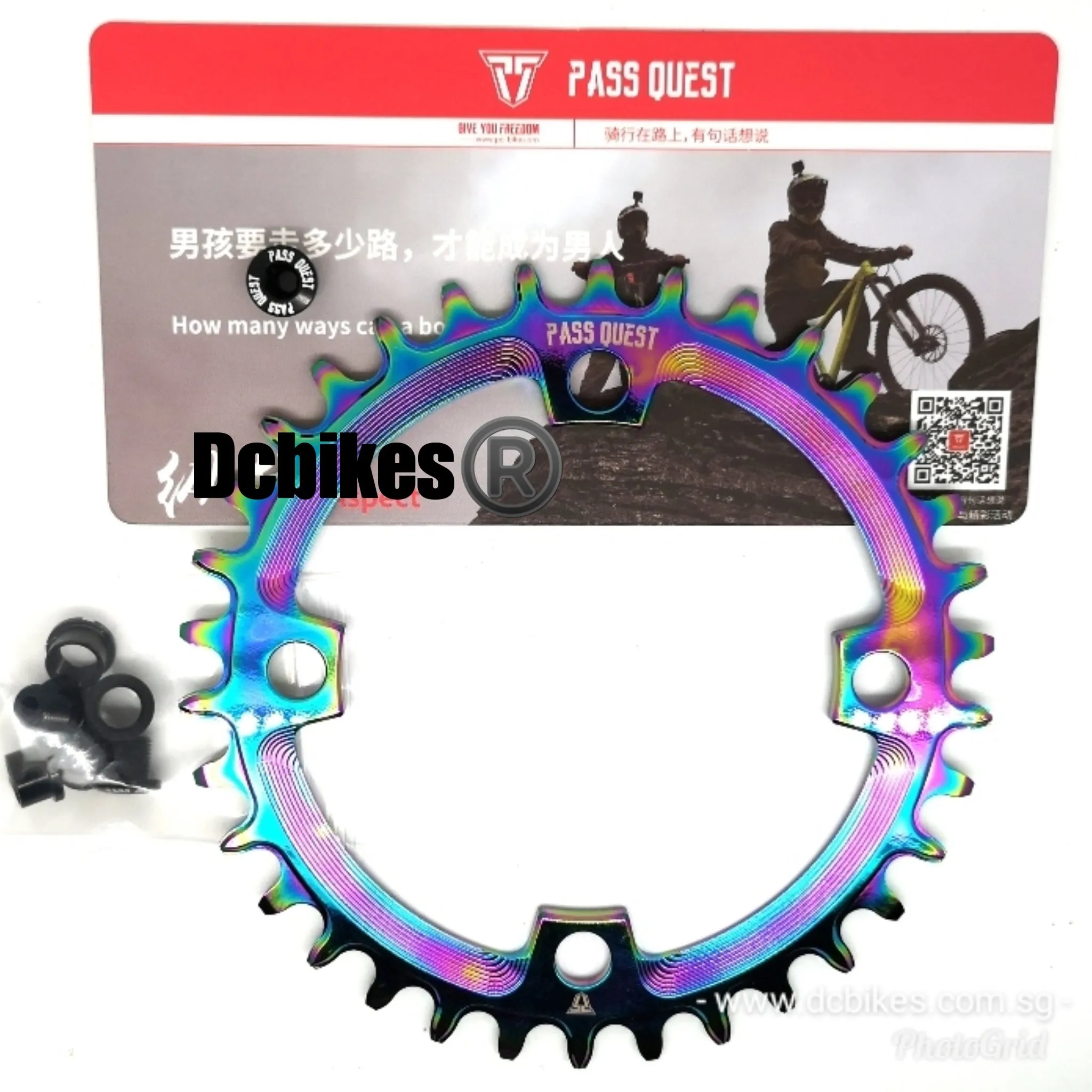 32T | 34T Oil Slick 104BCD Titanium Plated MTB Narrow Wide Chain Ring