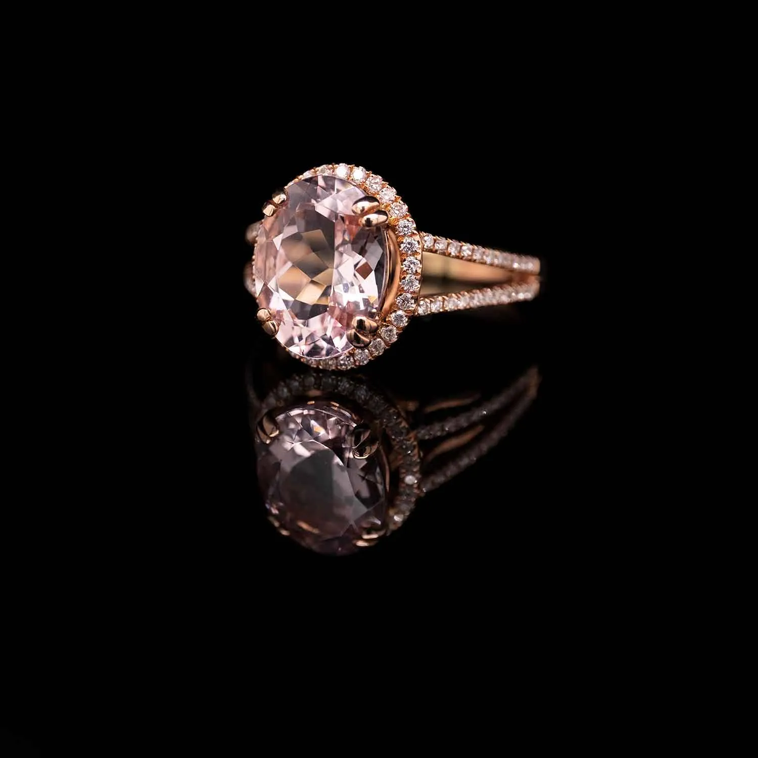4.4 Carat Morganite Gemstone Ring in 14k Rose Gold