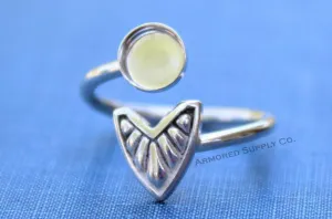 4mm Silver Chevron Wrap Bypass Adjustable Bezel Ring blank