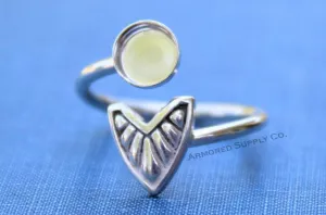 5mm Silver Chevron Wrap Bypass Adjustable Bezel Ring blank