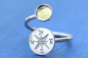 5mm Silver Compass Wrap Bypass Adjustable Bezel Ring blank