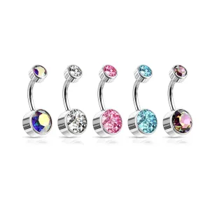6 mm Or 8 mm Crystal Bezel Set Implant Grade Solid Titanium Belly Button Rings