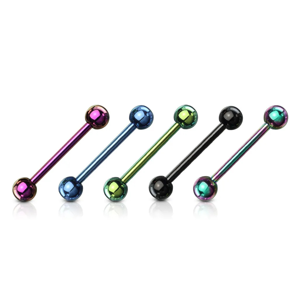 6 Pcs Assorted Titanium Barbell Tongue Rings 14GA 1/2"
