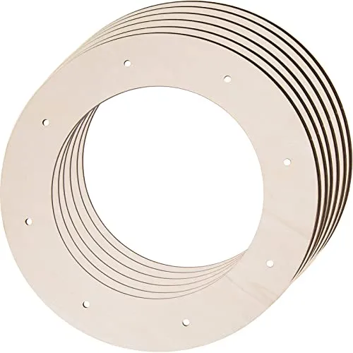 6 Pcs Wooden Wreath Frames for Crafts Unfinished Wooden Craft Floral Hoop Rings DIY Christmas Garland Wood Hanging Decorations for DIY Christmas