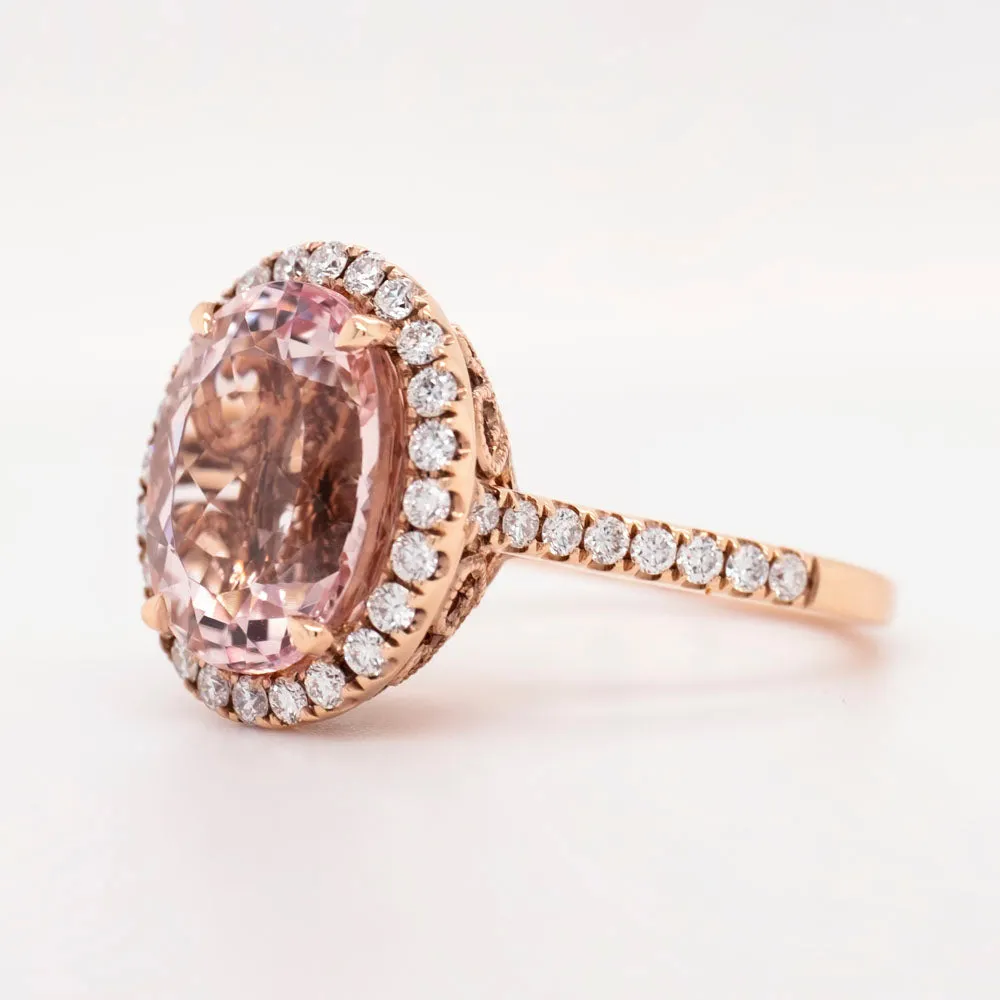 6.08 Carat Morganite Ring in 14k Rose Gold