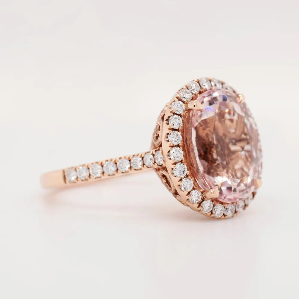 6.08 Carat Morganite Ring in 14k Rose Gold