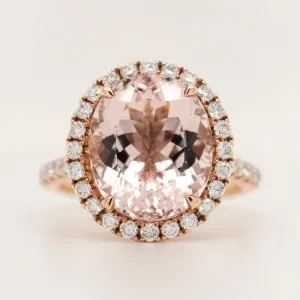 6.08 Carat Morganite Ring in 14k Rose Gold