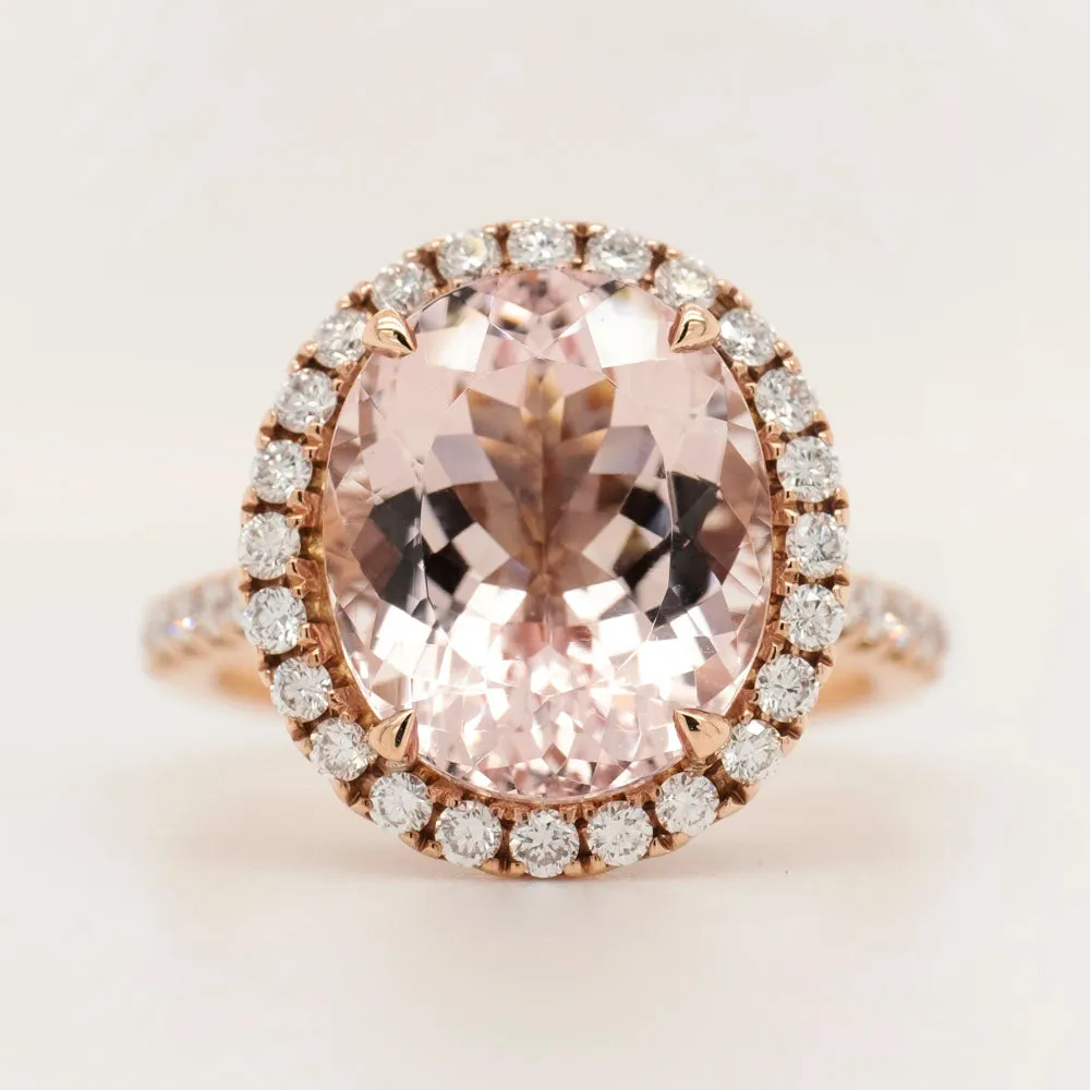 6.08 Carat Morganite Ring in 14k Rose Gold