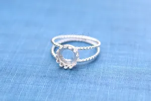 6mm Crown Bezel Sterling Silver Double Rope Band Ring blank