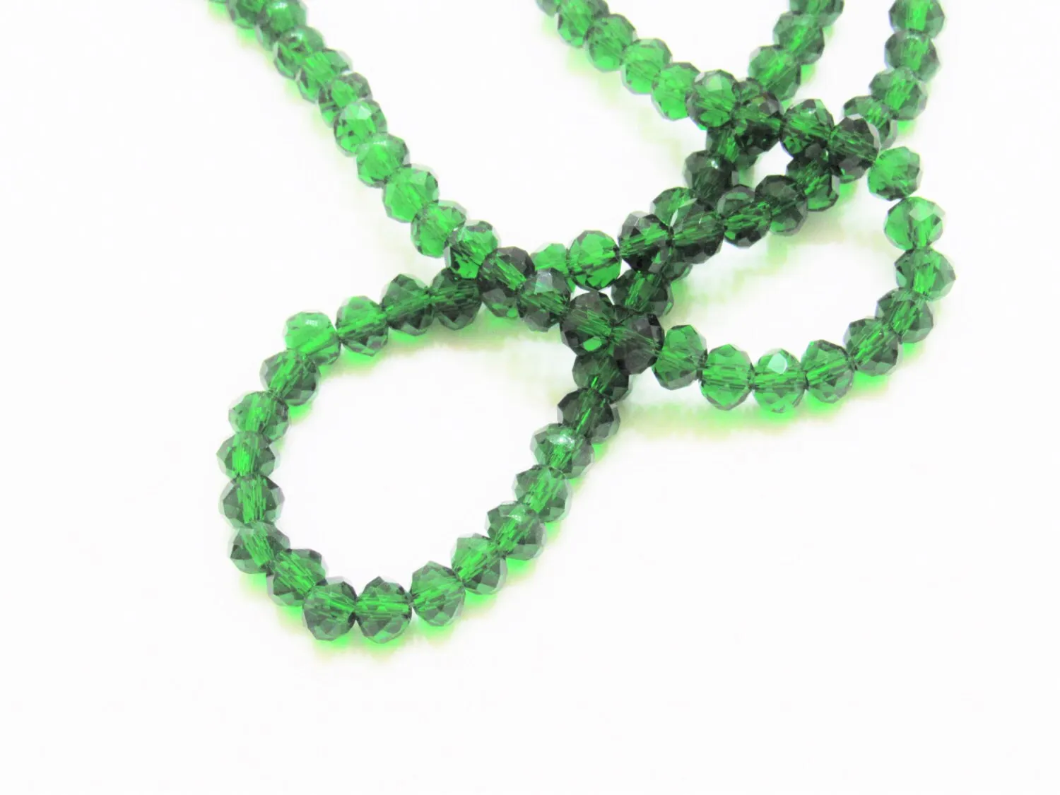 6mm X 4mm Green Glass Beads, Green  Imitate Austrian Crystal Beads, Faceted Rondelle Beads, Handmade Glass Beads, Jewelry Supply Beads