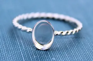 7x5mm Oval Bezel Rope Ring blank Silver