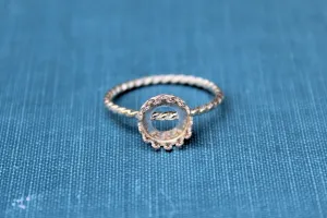 8mm Crown Bezel Cup Rope Ring blank Silver