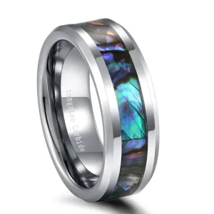 8mm Tungsten Wedding Band with Abalone Shell
