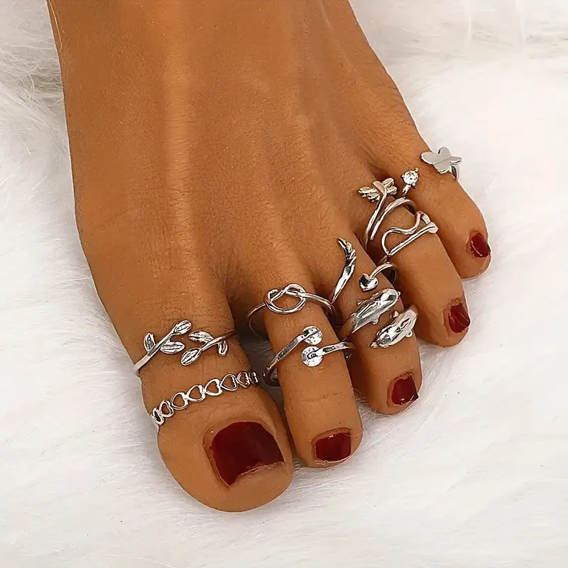 9-Pieces: Adjustable Foot Ring Set