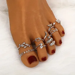 9-Pieces: Adjustable Foot Ring Set