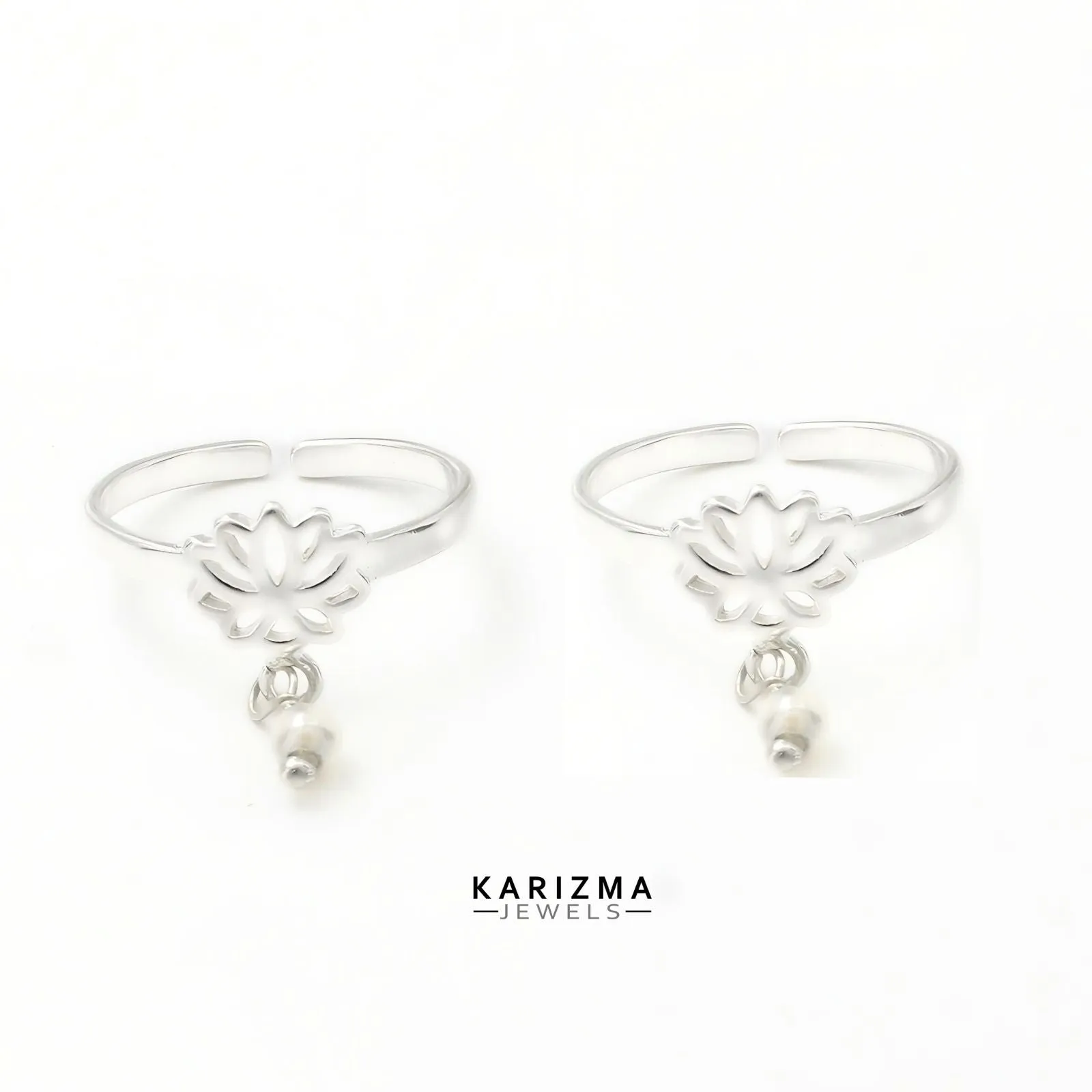 925 Real Sterling Silver Indian women awesome adjustable Lotus Toe Ring - Pair