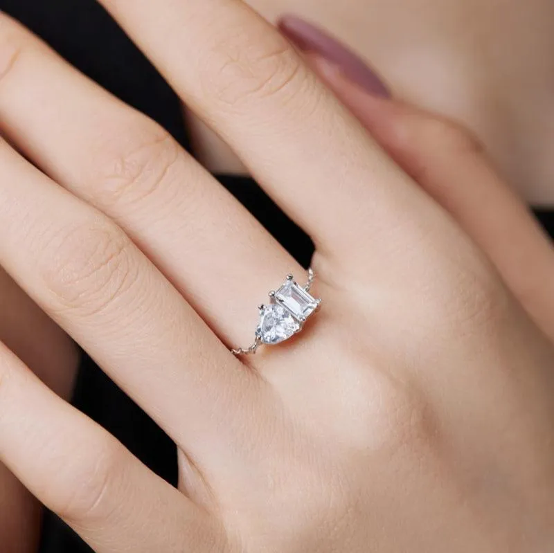 925 Silver Heart Adjustable Ring