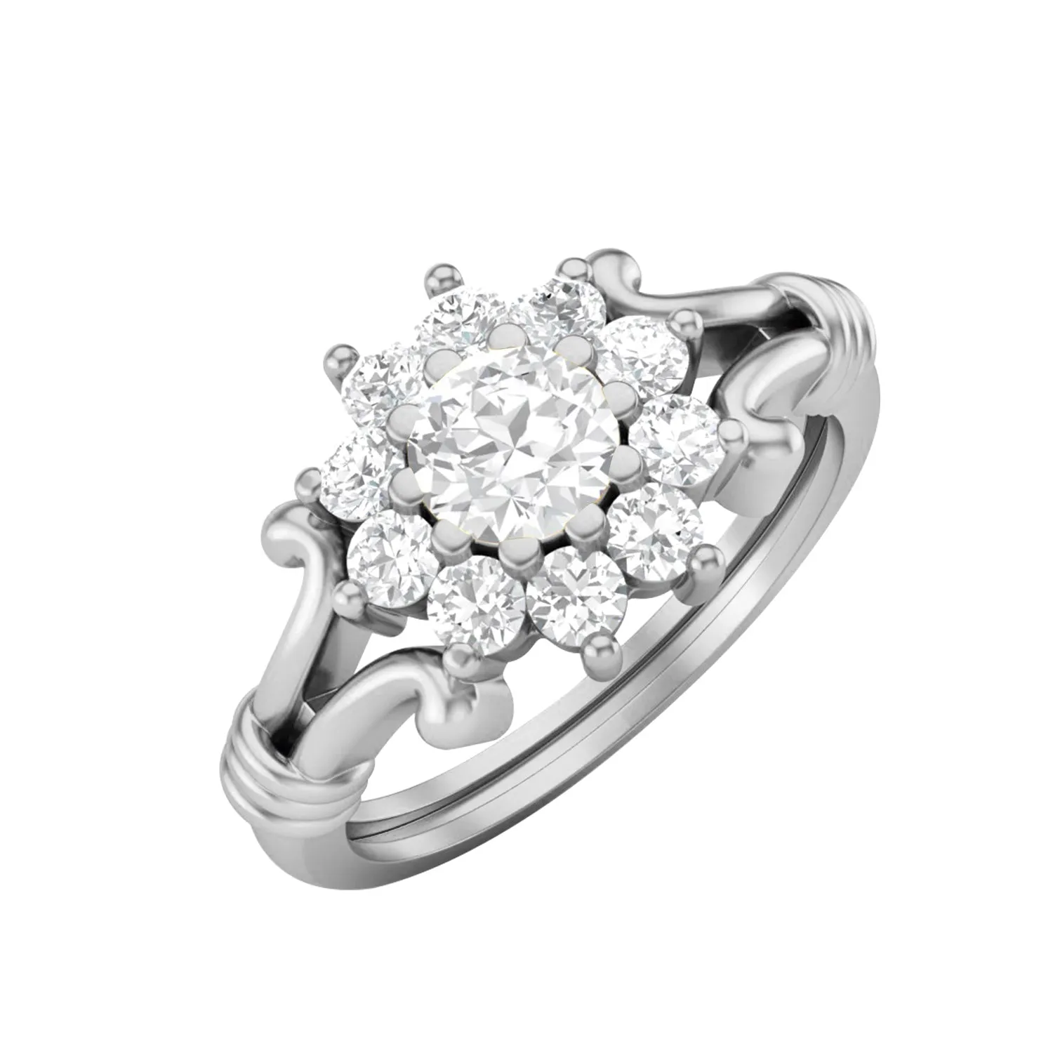 925 Sterling Silver 4.5MM Round Moissanite Diamond Engagement Ring