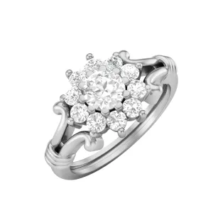 925 Sterling Silver 4.5MM Round Moissanite Diamond Engagement Ring