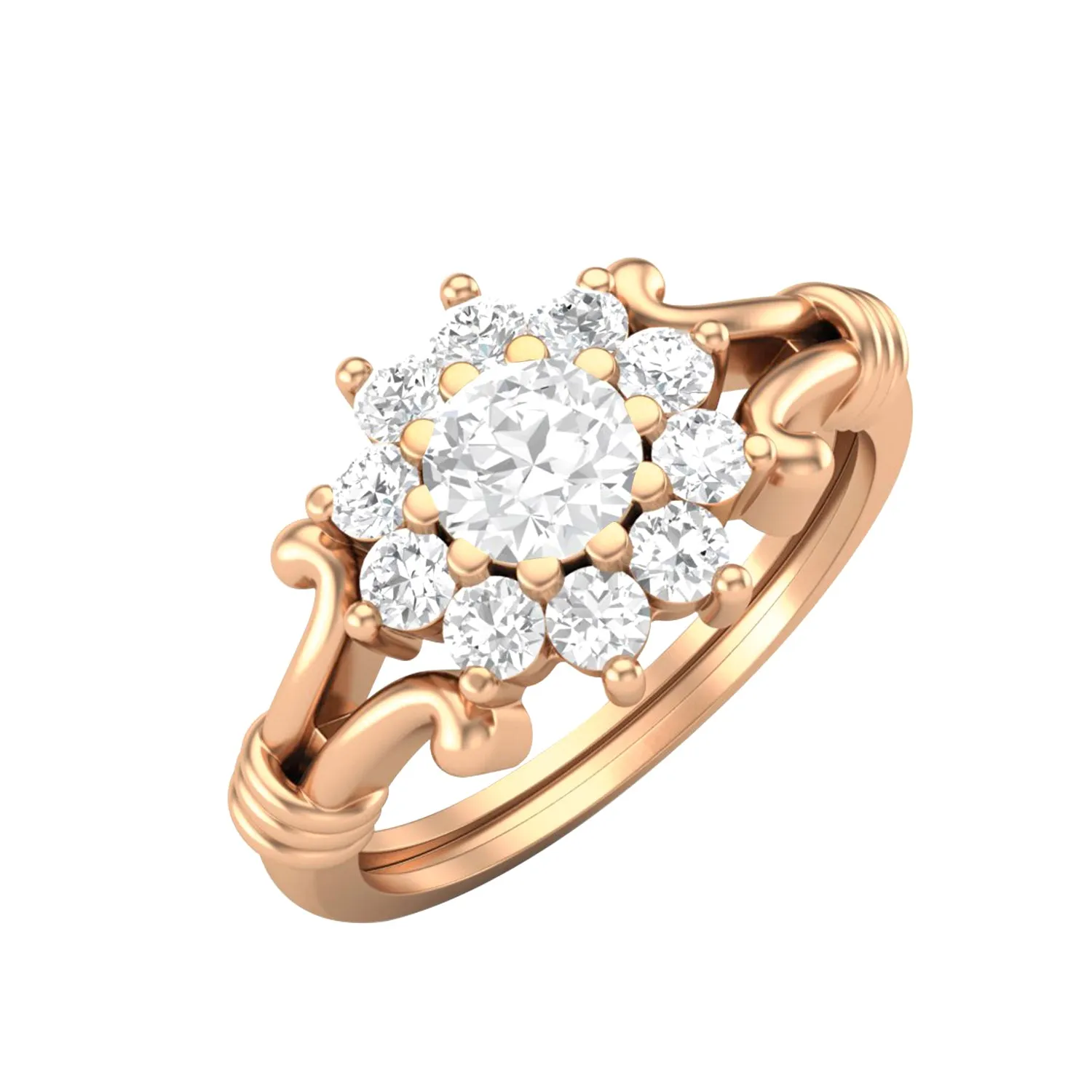 925 Sterling Silver 4.5MM Round Moissanite Diamond Engagement Ring