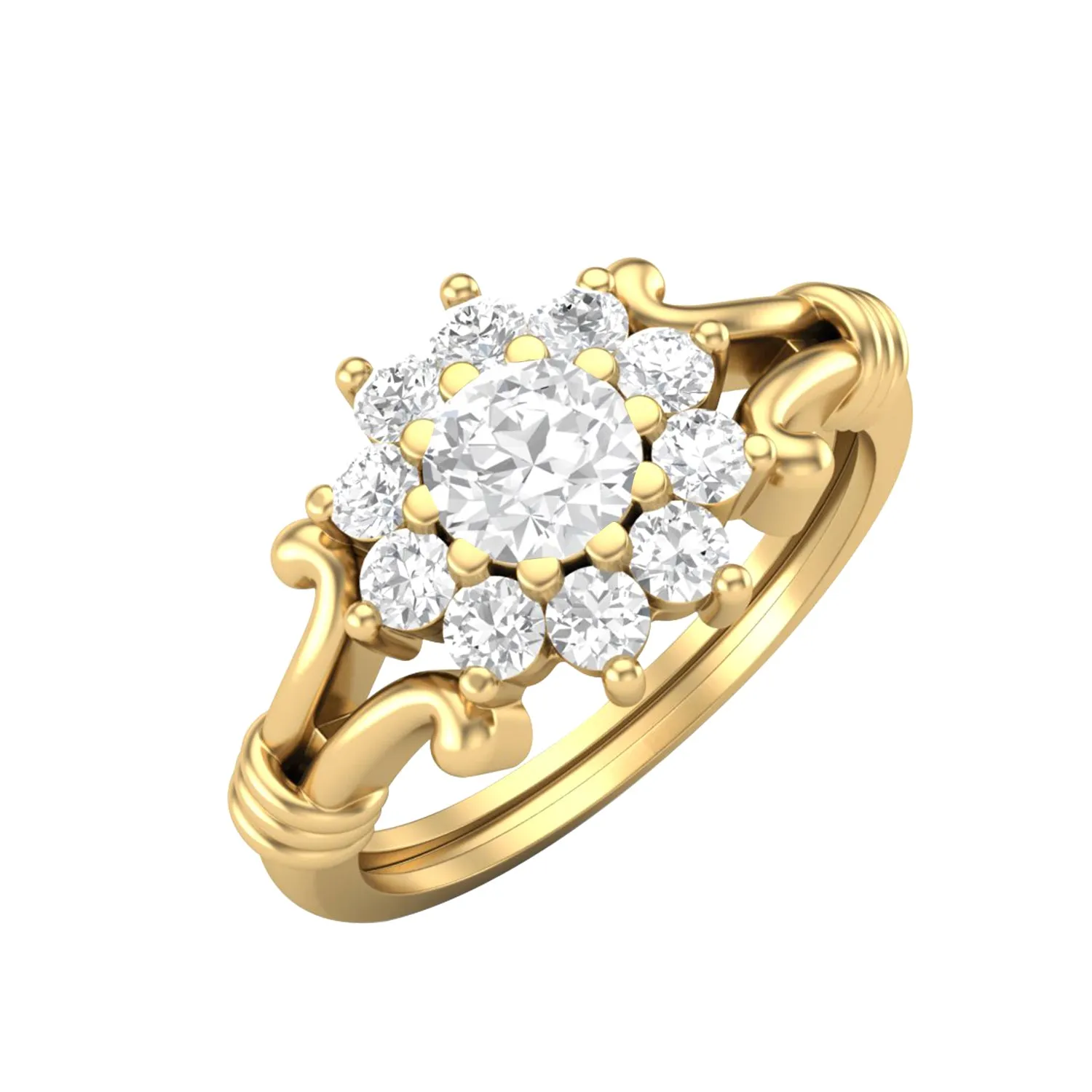 925 Sterling Silver 4.5MM Round Moissanite Diamond Engagement Ring