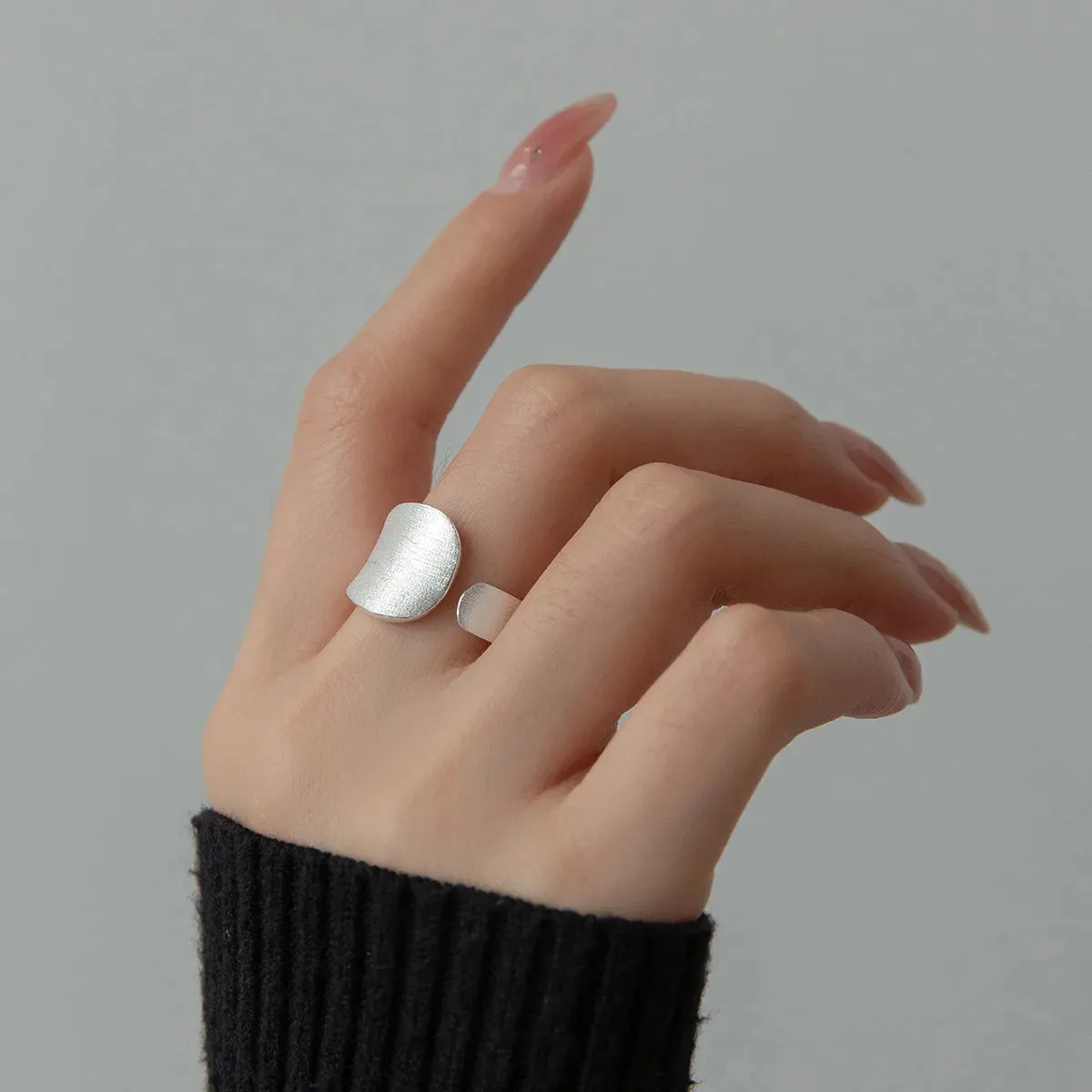 925 Sterling Silver Matte Finish Adjustable Rings For Wedding Engagement Luxury
