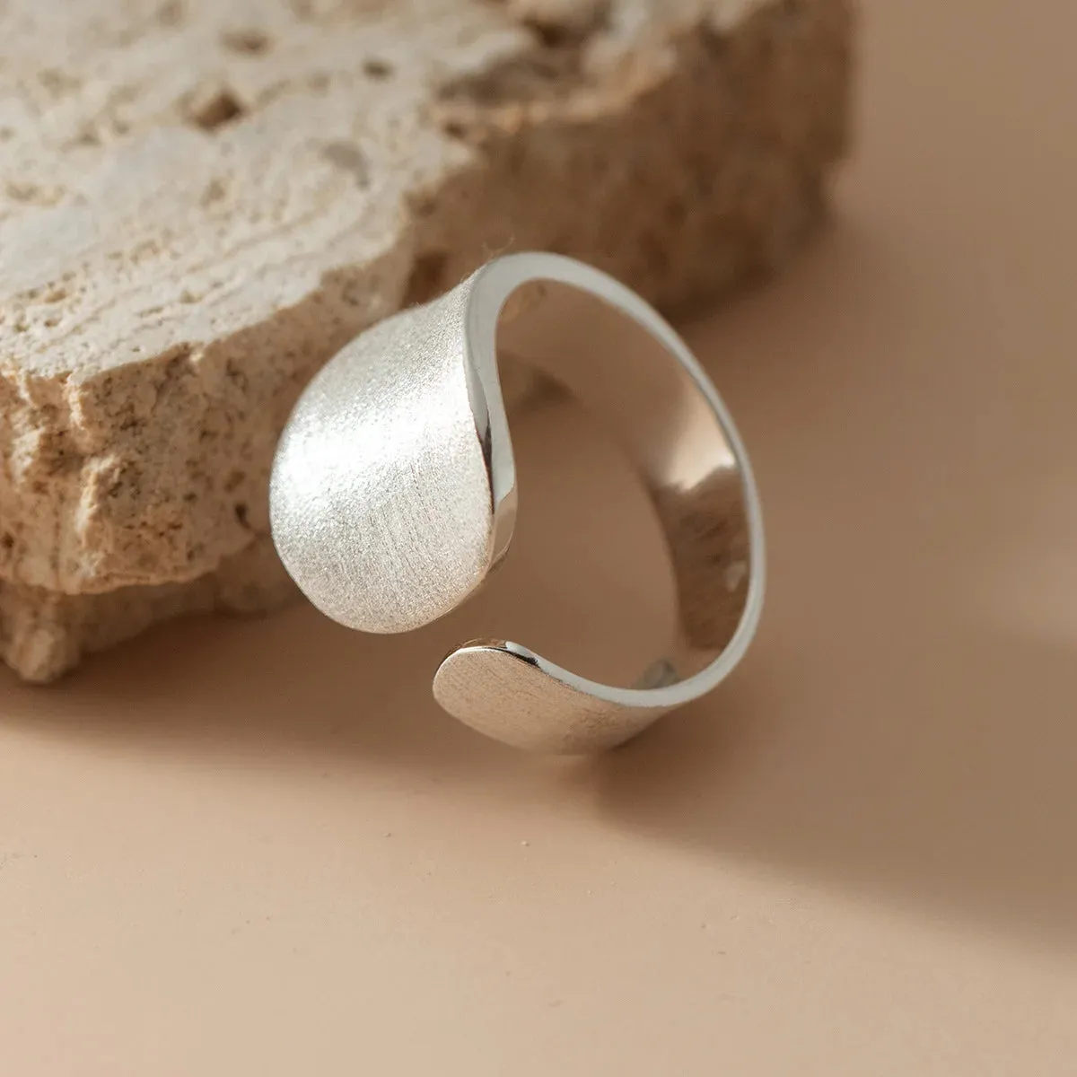 925 Sterling Silver Matte Finish Adjustable Rings For Wedding Engagement Luxury