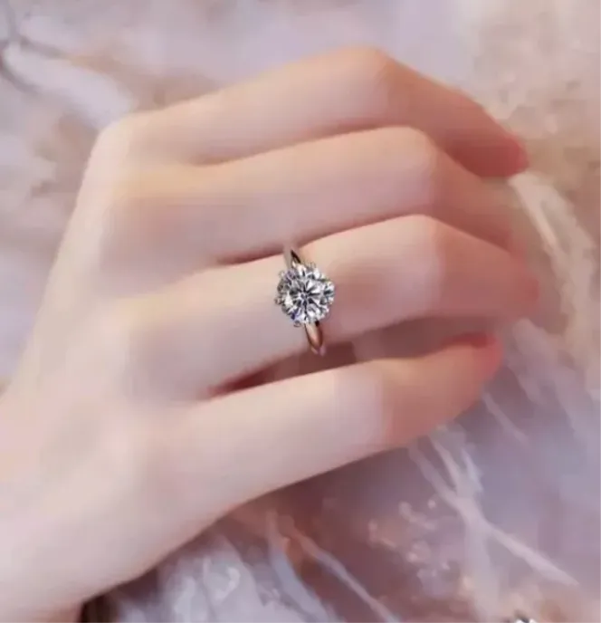 925 Sterling Silver Ring for Women Adjustable Beautiful Sparkling Crystal Stone