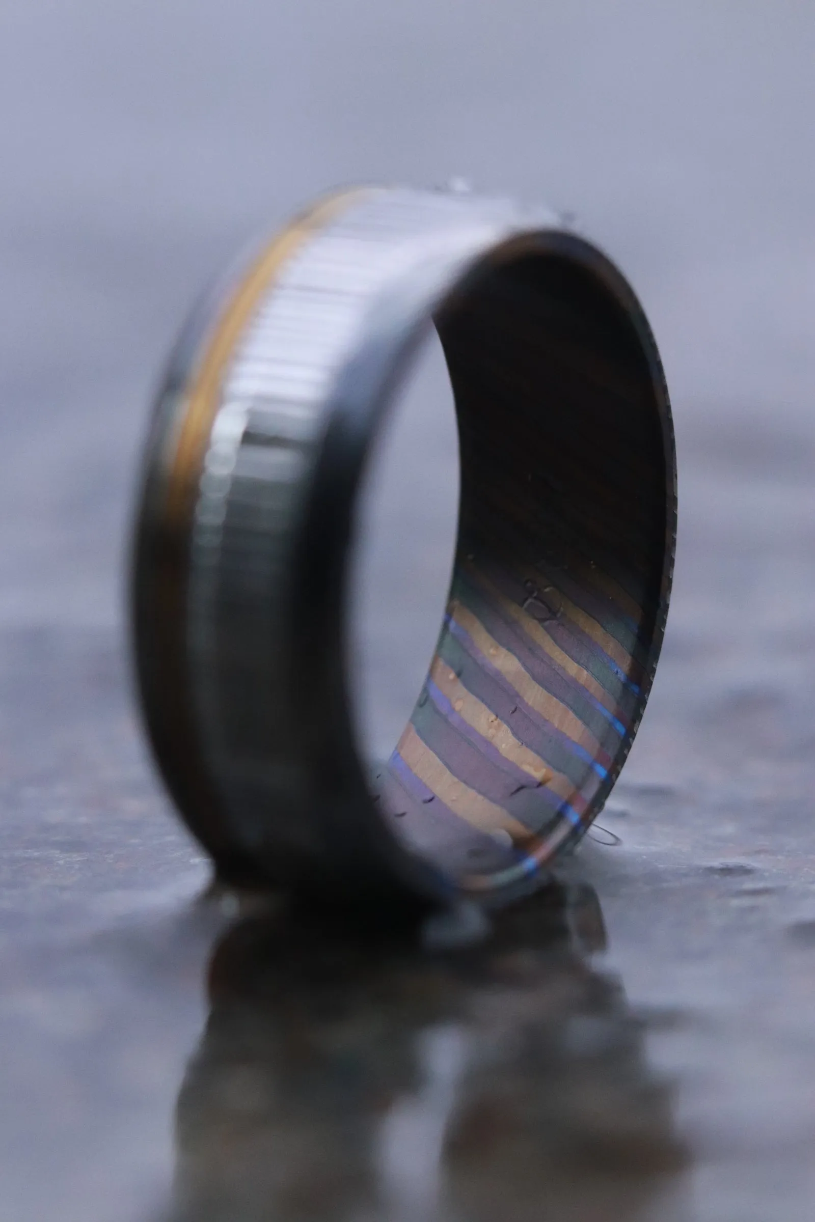9mm wide black zrti / damasteel /ZrTi & titanium