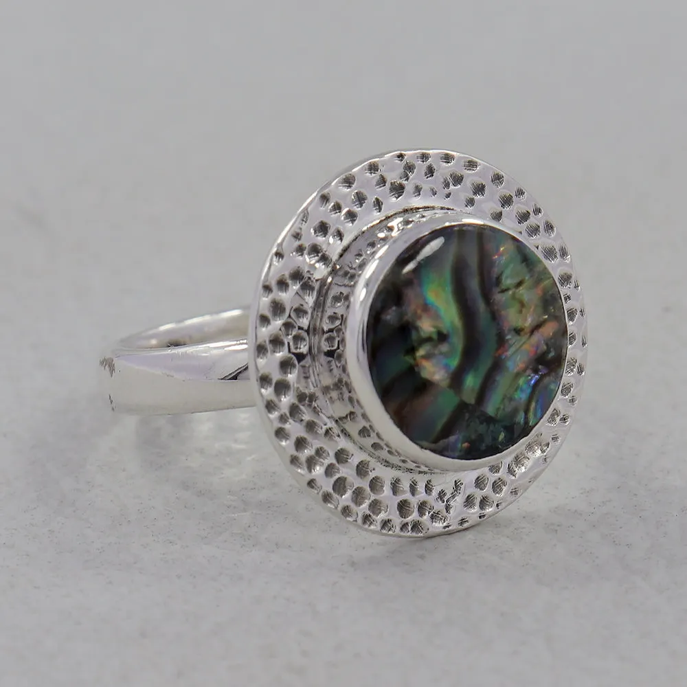 Abalone Shell Sterling Silver Textured Ring