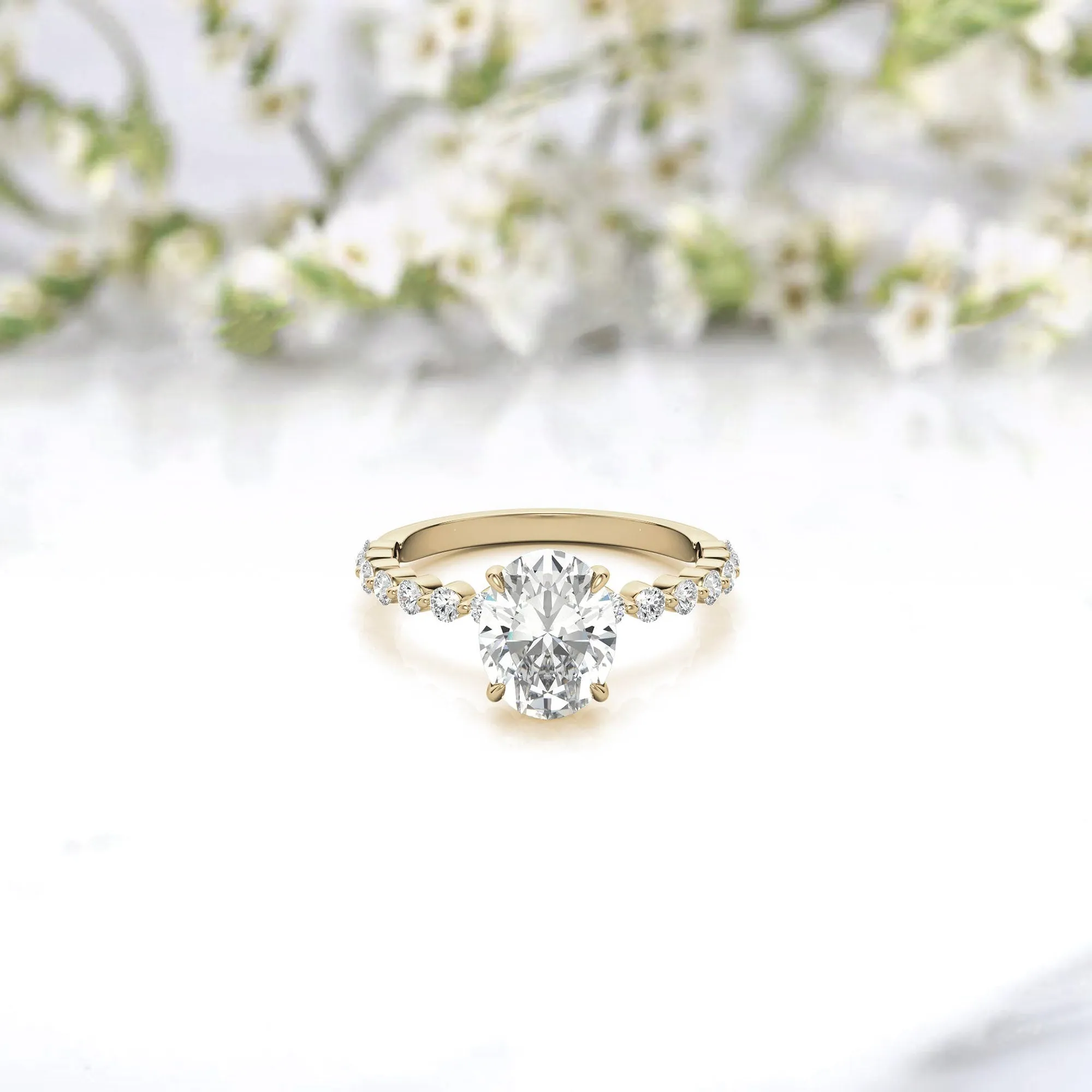 Adjustable 925 Sterling Silver Classic Yellow Gold Pave Diamond Engagement Ring – Perfect for Women