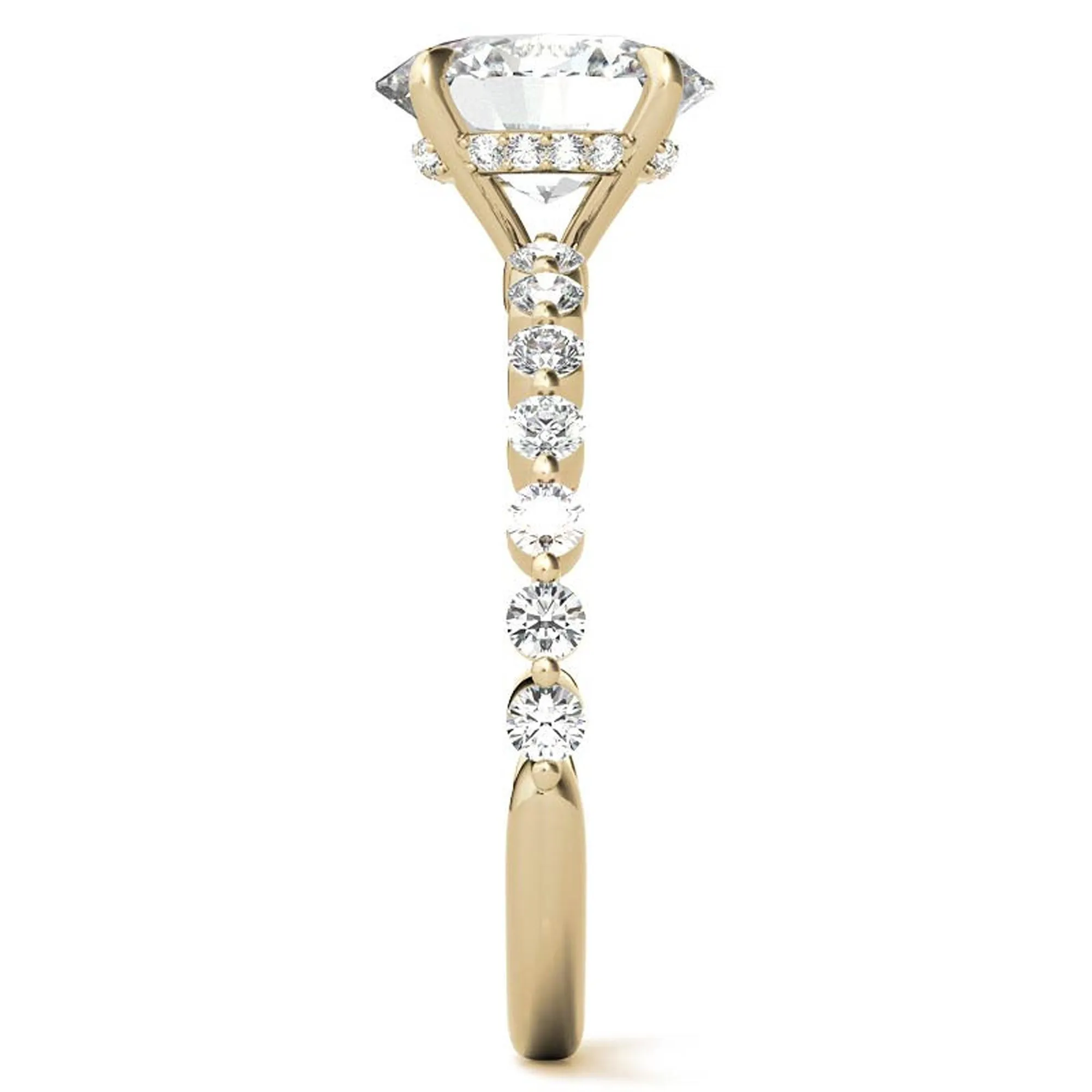 Adjustable 925 Sterling Silver Classic Yellow Gold Pave Diamond Engagement Ring – Perfect for Women