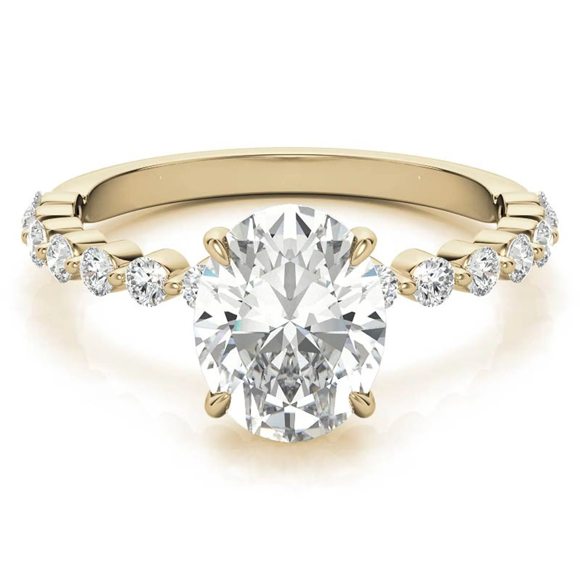 Adjustable 925 Sterling Silver Classic Yellow Gold Pave Diamond Engagement Ring – Perfect for Women