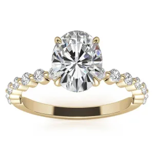 Adjustable 925 Sterling Silver Classic Yellow Gold Pave Diamond Engagement Ring – Perfect for Women