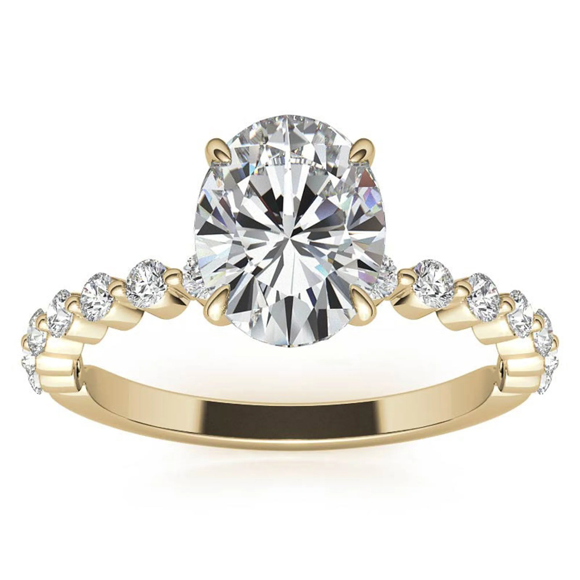 Adjustable 925 Sterling Silver Classic Yellow Gold Pave Diamond Engagement Ring – Perfect for Women