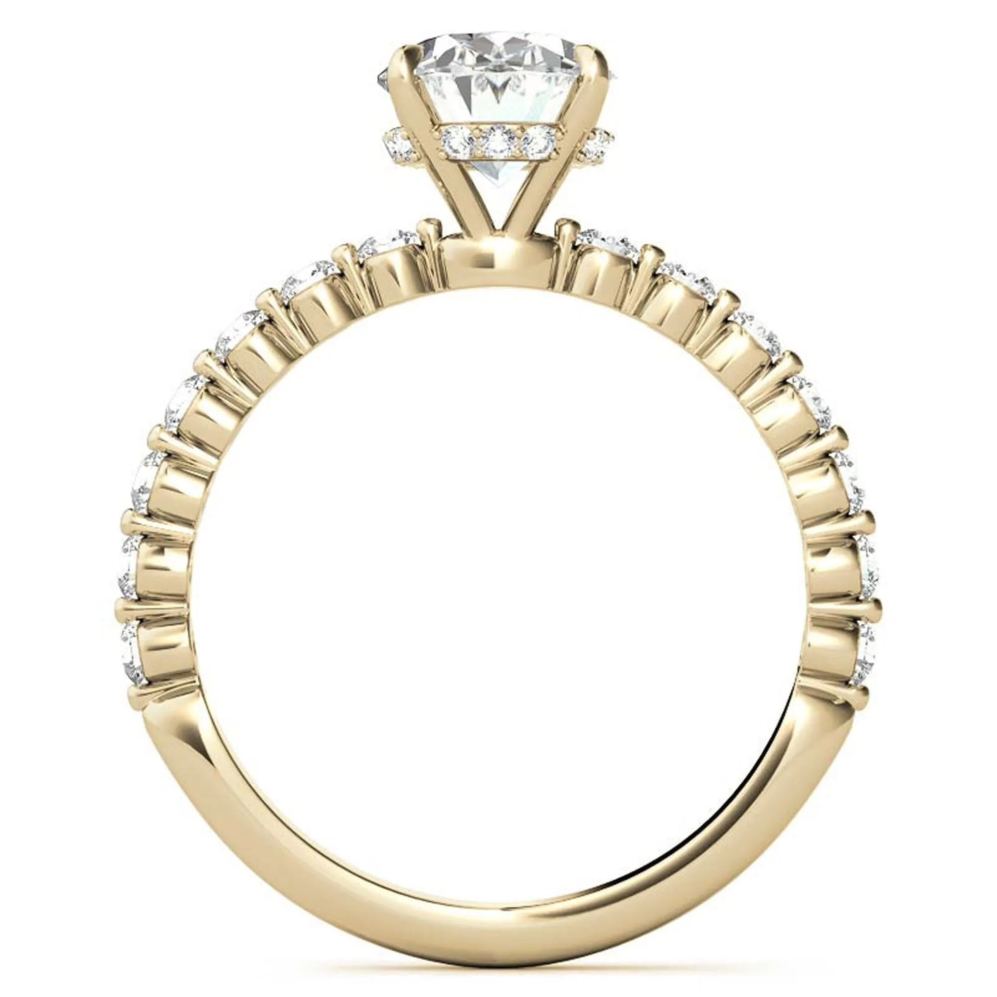 Adjustable 925 Sterling Silver Classic Yellow Gold Pave Diamond Engagement Ring – Perfect for Women