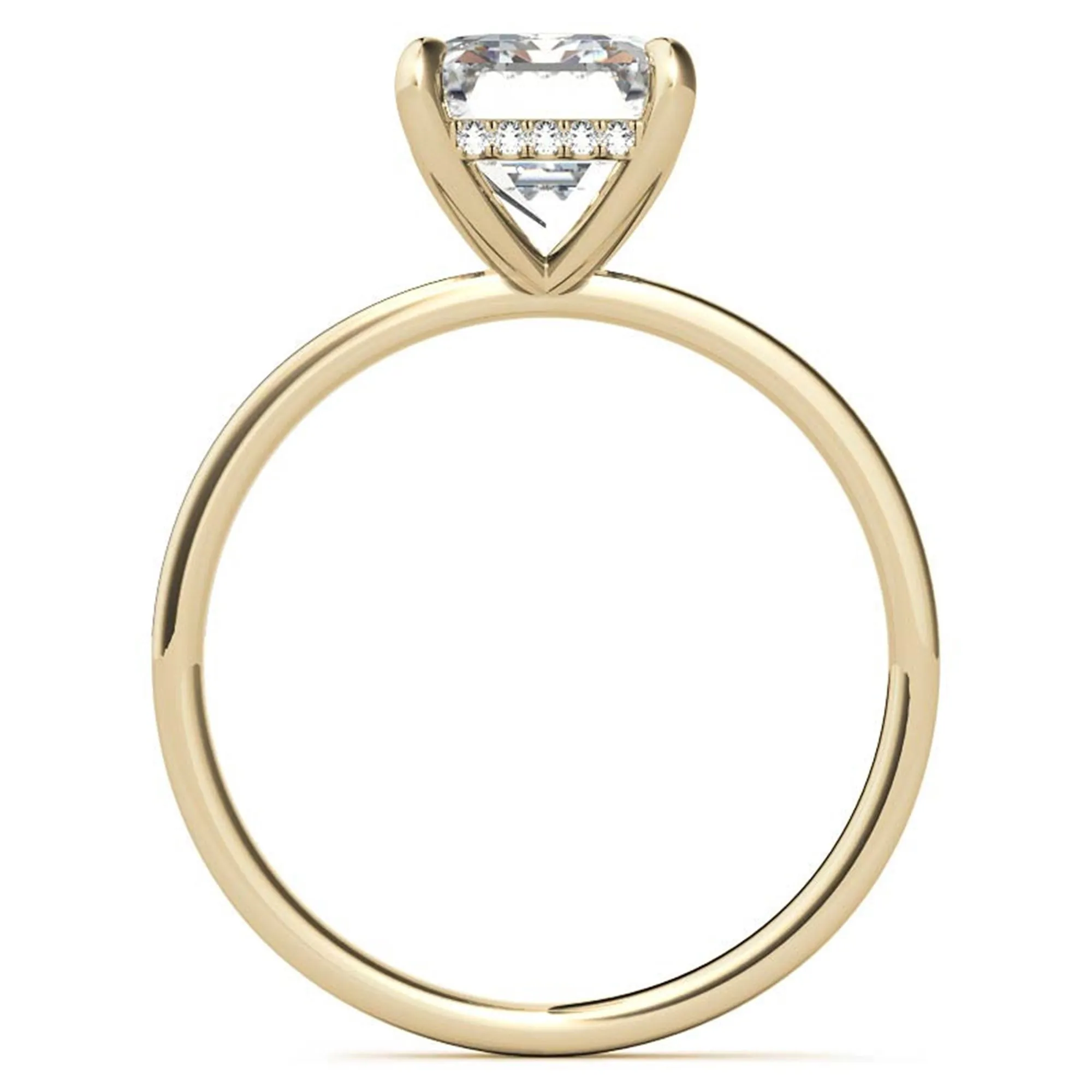 Adjustable  Elegant  Sterling Silver Yellow Gold Emerald-Cut Solitaire  Ring – Perfect for Engagements