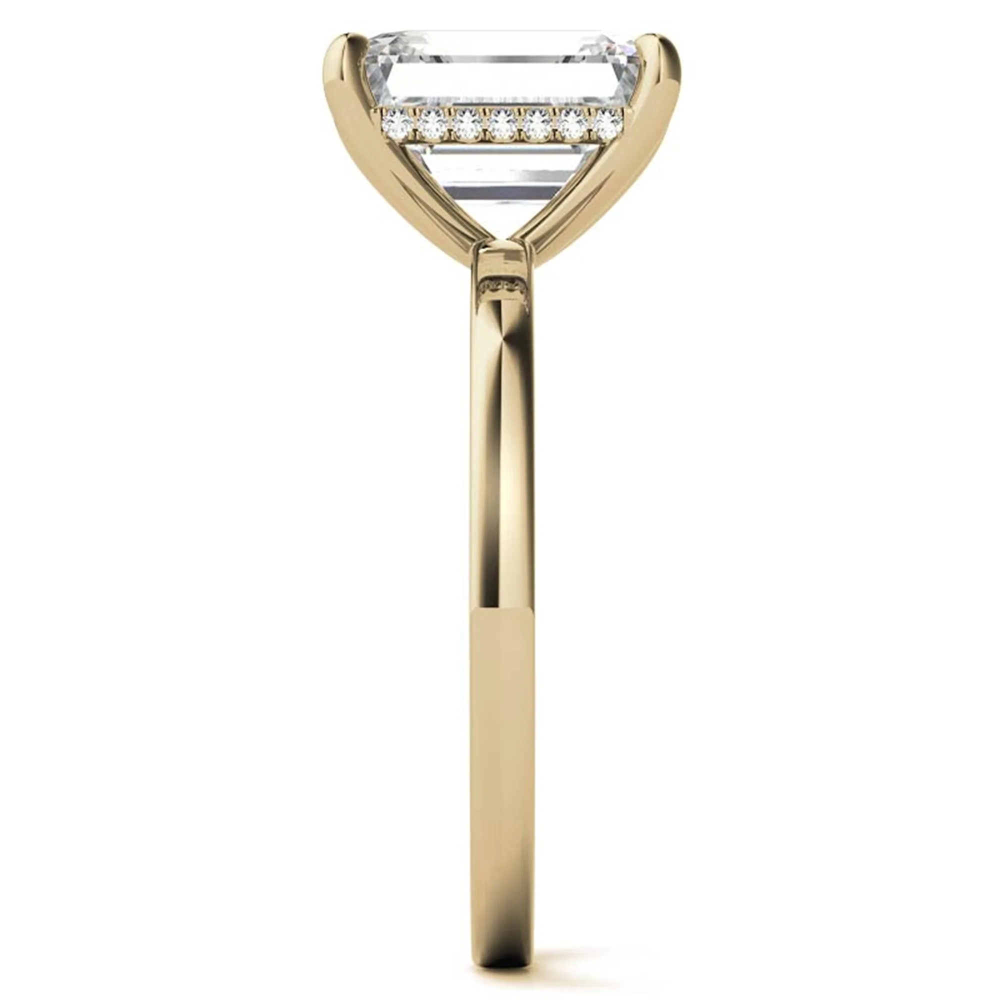 Adjustable  Elegant  Sterling Silver Yellow Gold Emerald-Cut Solitaire  Ring – Perfect for Engagements