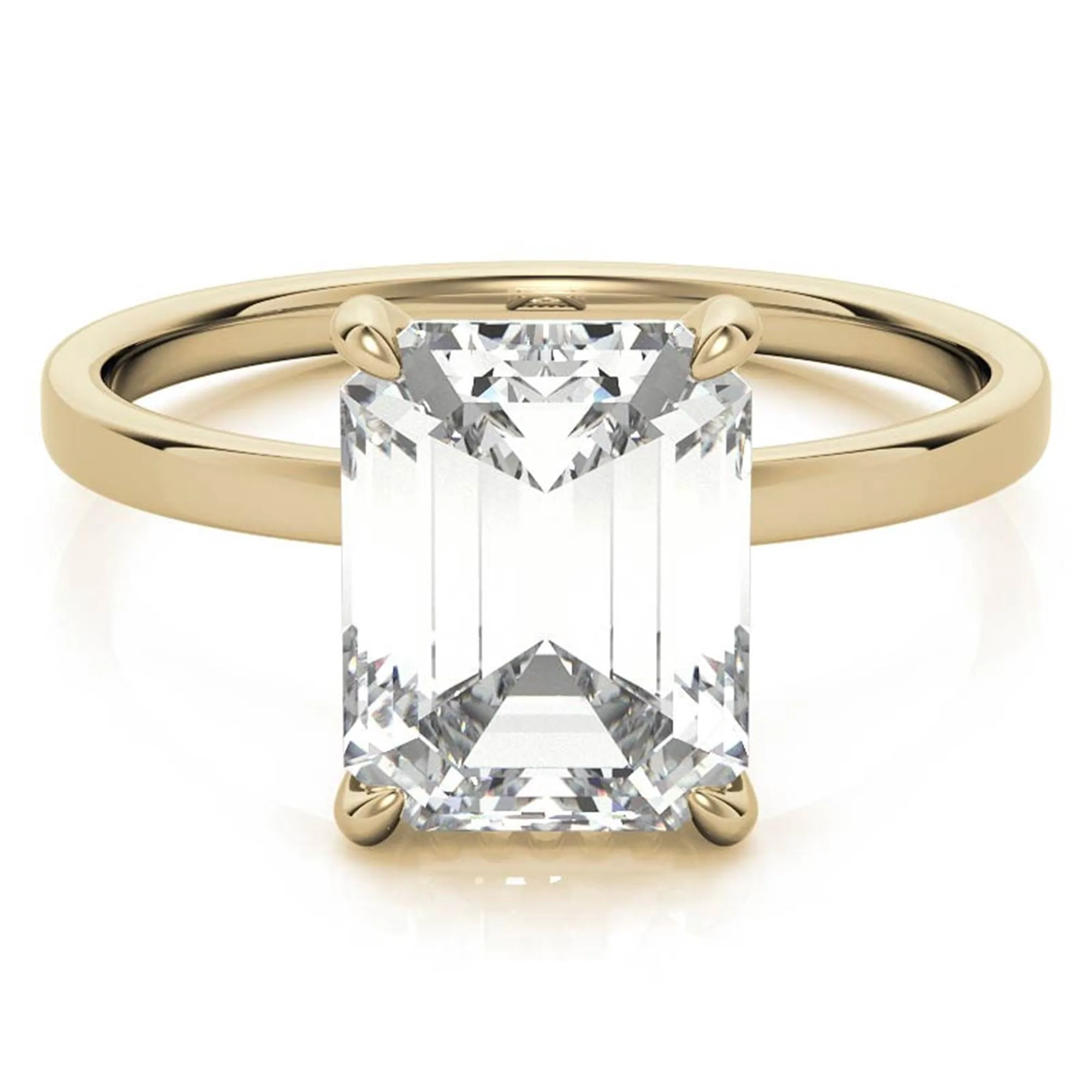 Adjustable  Elegant  Sterling Silver Yellow Gold Emerald-Cut Solitaire  Ring – Perfect for Engagements