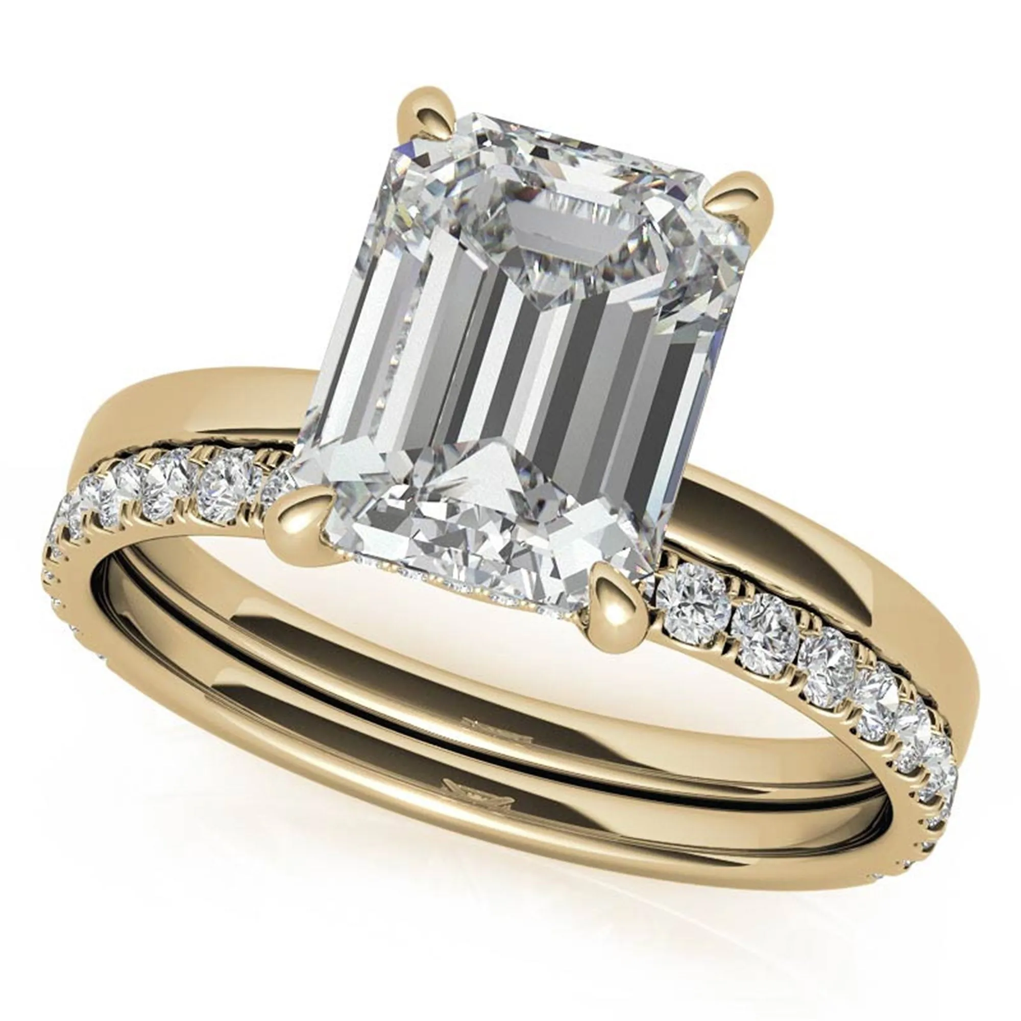 Adjustable  Elegant  Sterling Silver Yellow Gold Emerald-Cut Solitaire  Ring – Perfect for Engagements