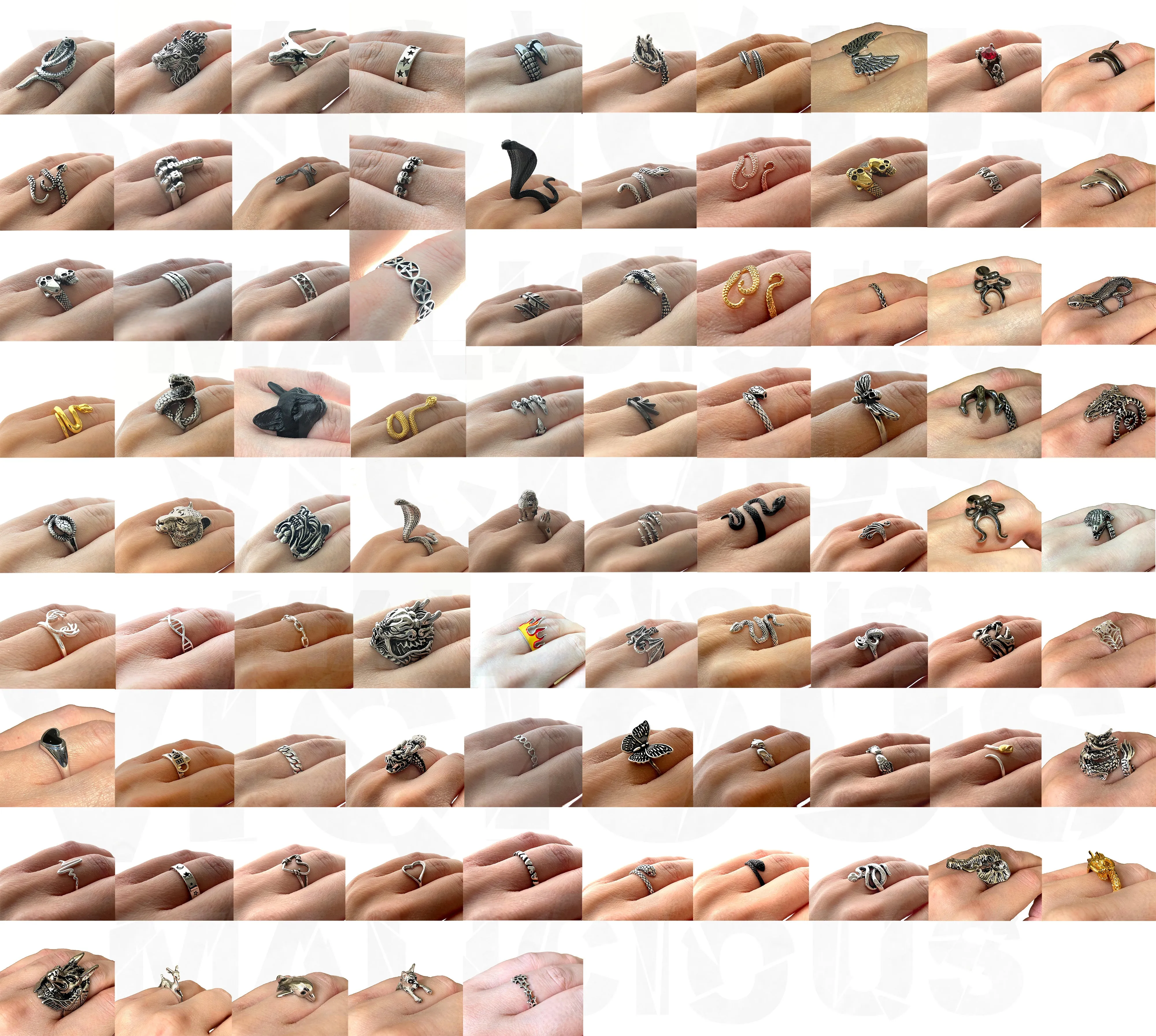 Adjustable Rings Snakes Skull Lion Bull Octopus Goth Gothic Ring