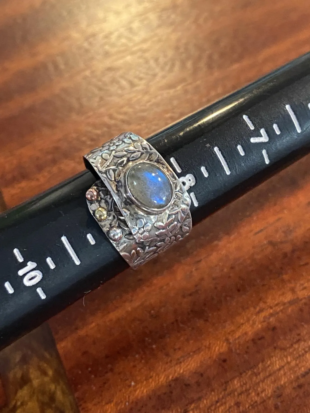 Adjustable Size 8 Labradorite Ring