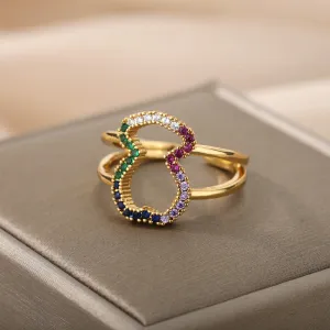 Adjustable Teddy Bear Ring with Coloured Zircons