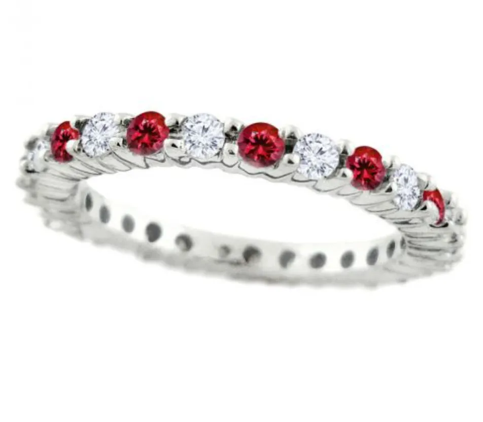 alternating diamond & gemstone eternity band