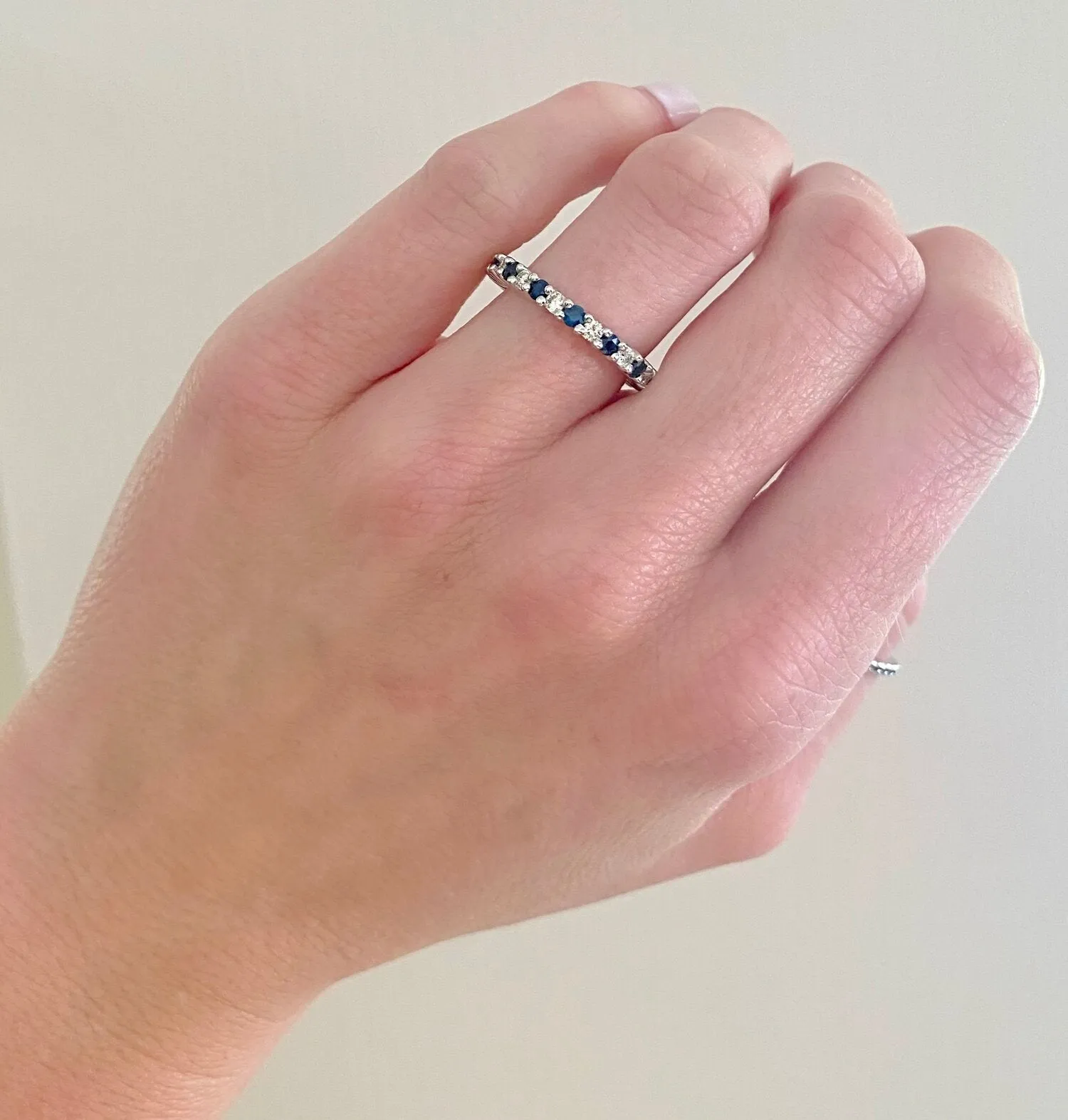 alternating diamond & gemstone eternity band