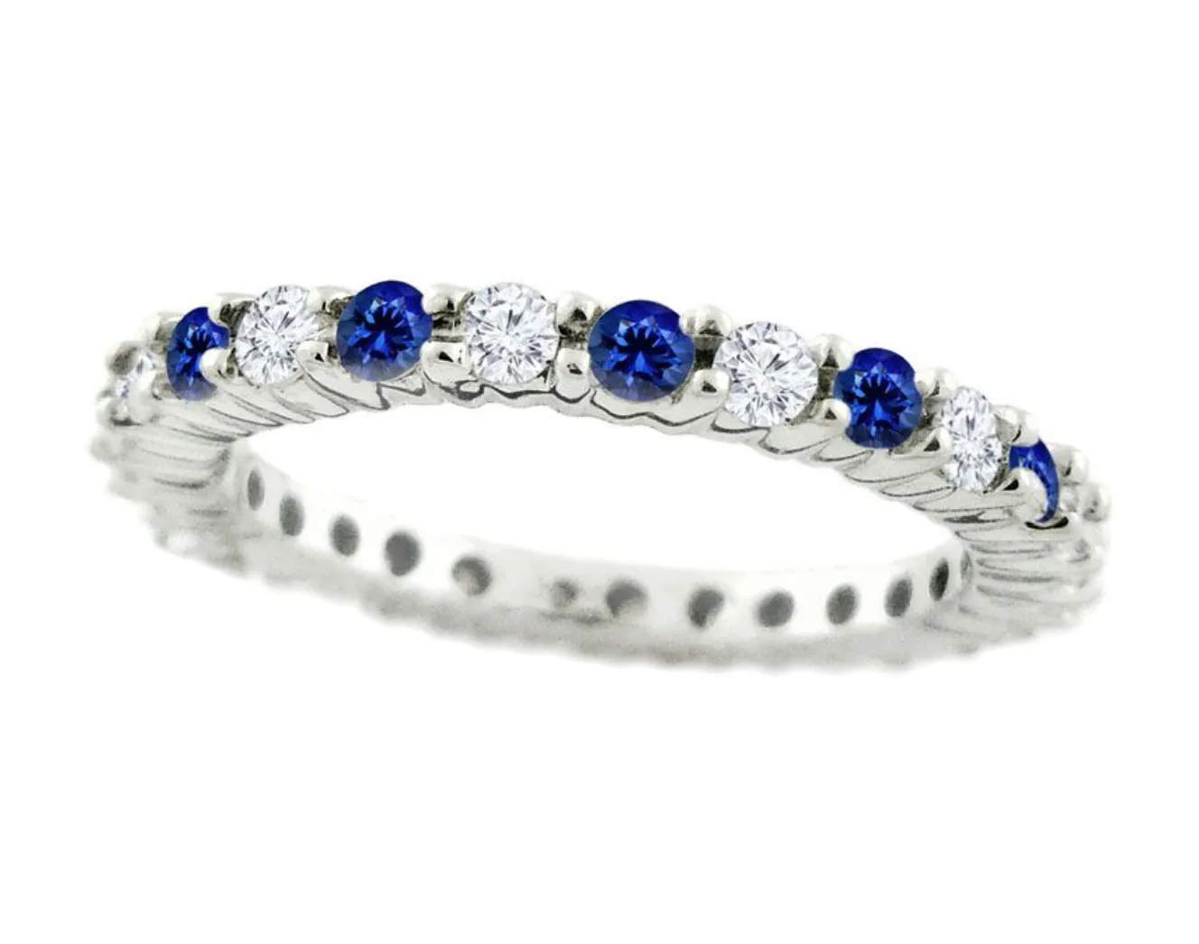 alternating diamond & gemstone eternity band
