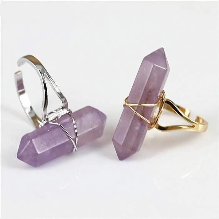 Amethyst Crystal Point Quartz Ring