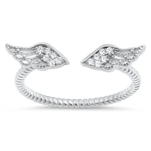 Angel Wings White CZ Cute Ring New .925 Sterling Silver Bali Band Sizes 3-10
