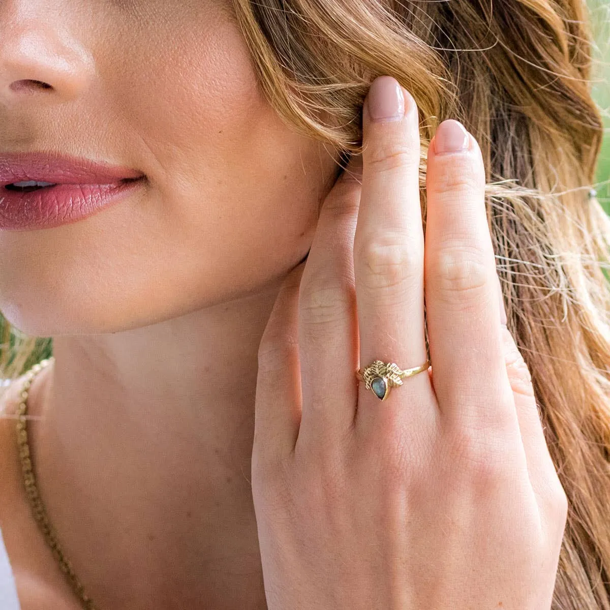 Anju Jewelry - Tanvi Collection Ring - Gold with Labradorite