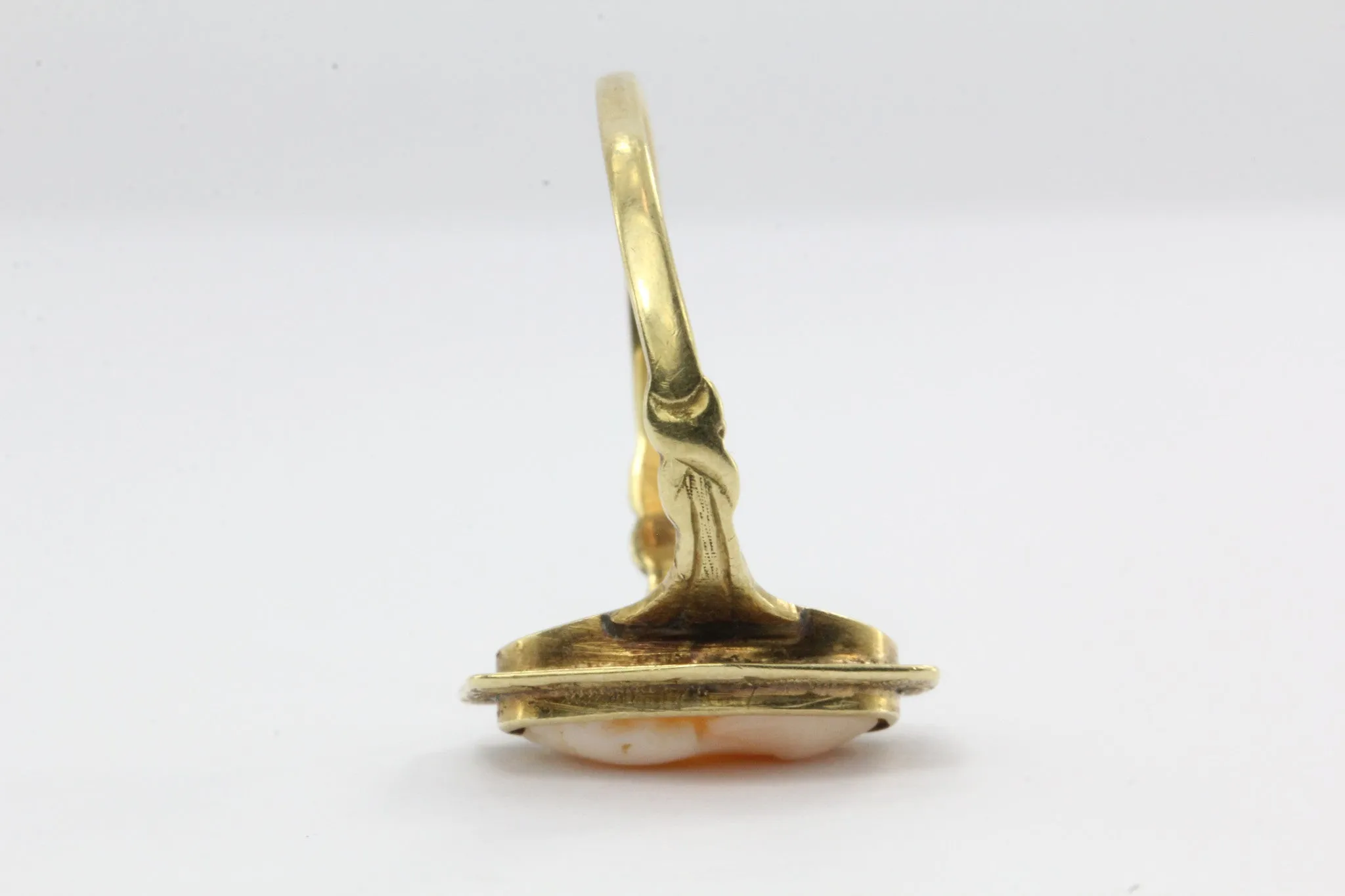 Antique 14K Gold Austrian Carved Art Deco Cameo Ring Vienna Austria